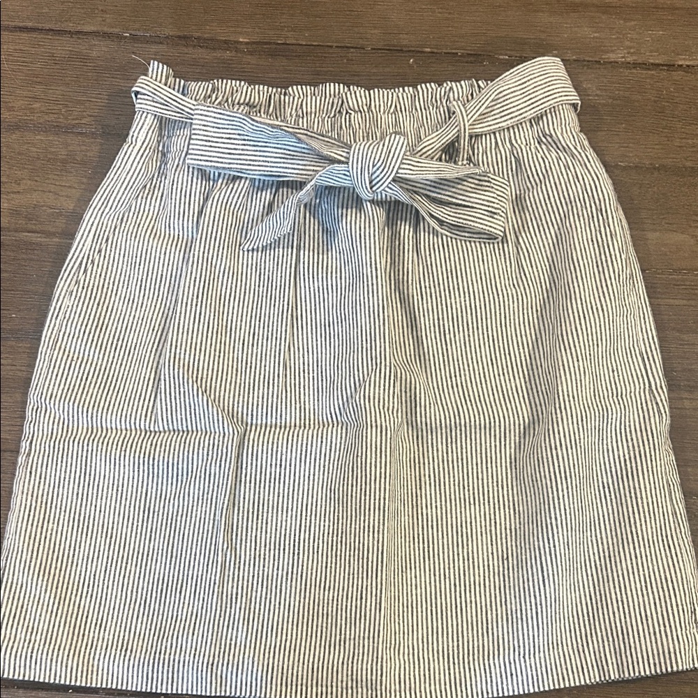 J. Crew Black and White Striped Mini Skirt